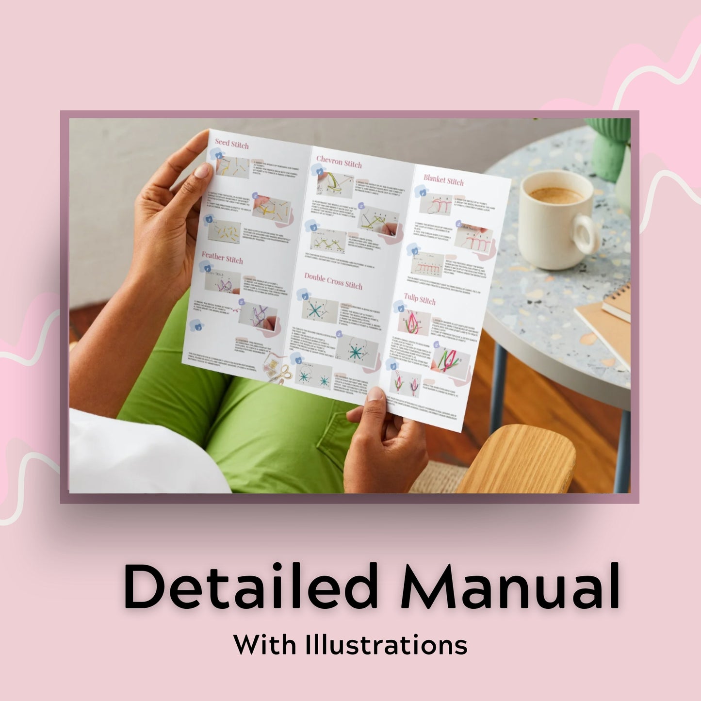 Embroidery Cards Perforated Level 2 Starter DIY Kit | Beginner Colored Patterns, Premium Cardstock Cards, Colorful Threads, Tools, Illustrated Step by Step Instructions | Handmade Kit Gift (Blue)