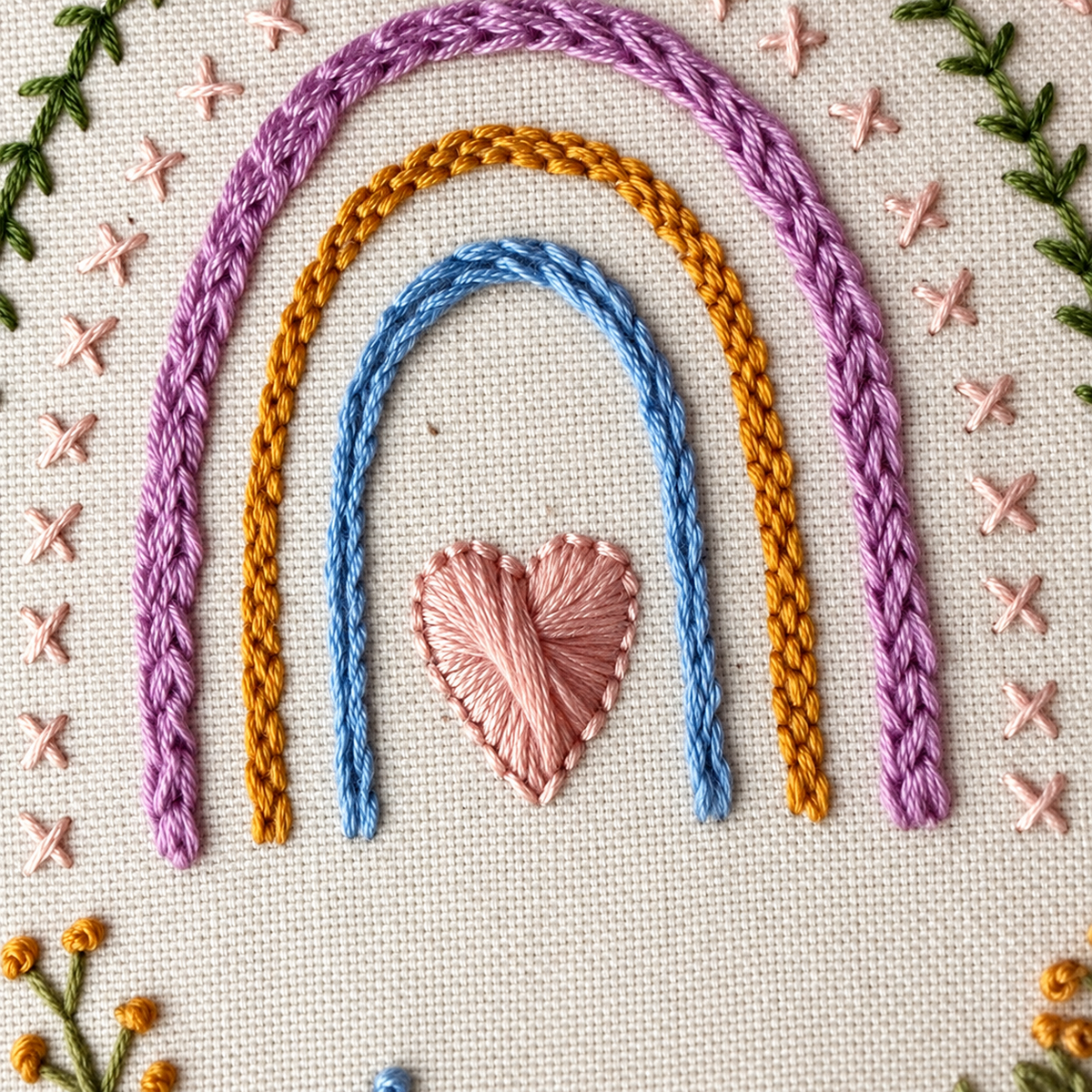 Beginner Embroidery Kit, Rainbow & Wildflower Samplers, Learn 13 Stitches, Complete DIY Craft Kit for Adults and Kids