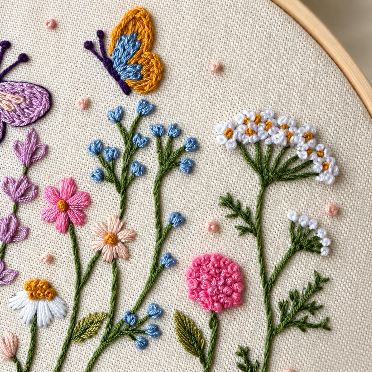Beginner Embroidery Kit, Rainbow & Wildflower Samplers, Learn 13 Stitches, Complete DIY Craft Kit for Adults and Kids