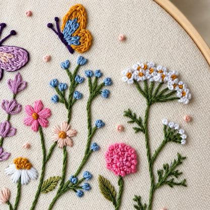Beginner Embroidery Kit, Rainbow & Wildflower Samplers, Learn 13 Stitches, Complete DIY Craft Kit for Adults and Kids