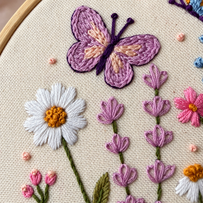 Beginner Embroidery Kit, Rainbow & Wildflower Samplers, Learn 13 Stitches, Complete DIY Craft Kit for Adults and Kids