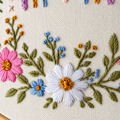 Beginner Embroidery Kit, Rainbow & Wildflower Samplers, Learn 13 Stitches, Complete DIY Craft Kit for Adults and Kids