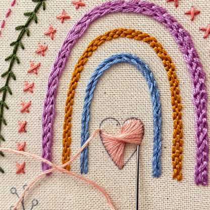 Beginner Embroidery Kit, Rainbow & Wildflower Samplers, Learn 13 Stitches, Complete DIY Craft Kit for Adults and Kids